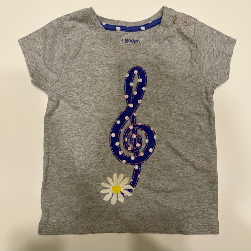 Mini Boden Music Note Appliqué Tee
